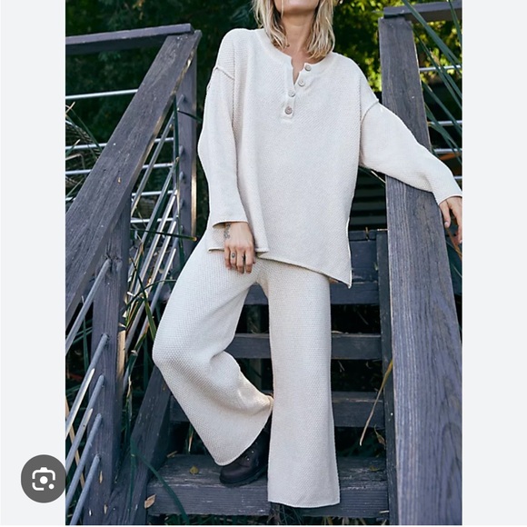 FREE PEOPLE Hailee sweater set size large Ivory Heather NWT - Picture 9 of 12